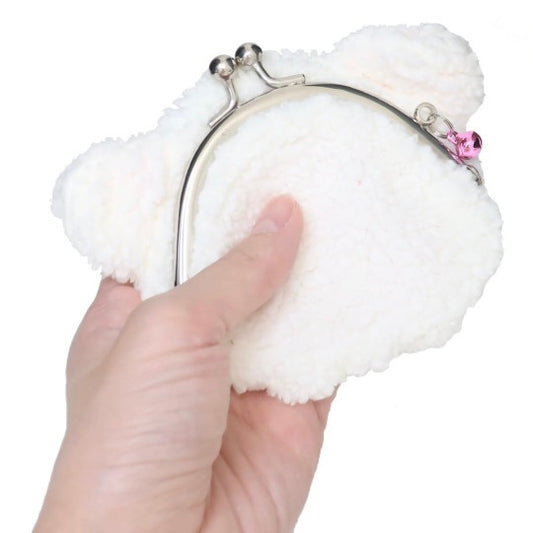 Monedero Peluche Monchhichi Blanco con Clip Metálico