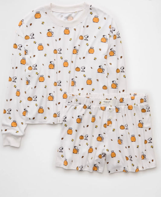 Pijama snoopy modelo blanco con calabazas 🎃 talla S