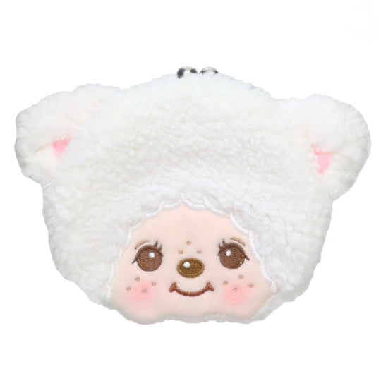 Monedero Peluche Monchhichi Blanco con Clip Metálico